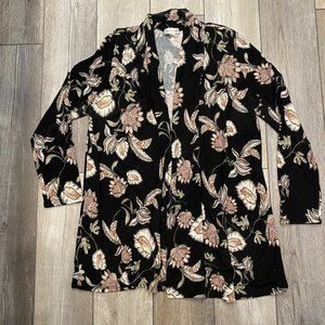 Women's ZigZag Stripe black floral cardigan 2X